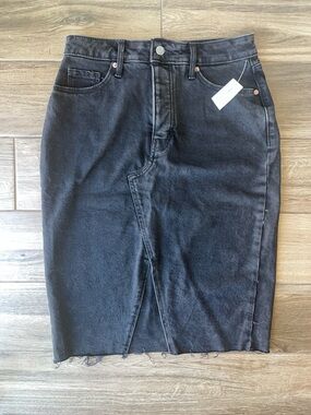 *NEW W/Tags* Black Denim Pencil Skirt with Front Slit